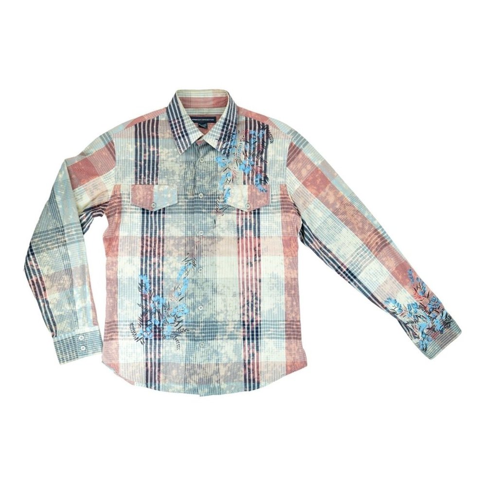 Rare French Connection Retro Men's Shirt Colorblock, Striped, Floral Print Sz M